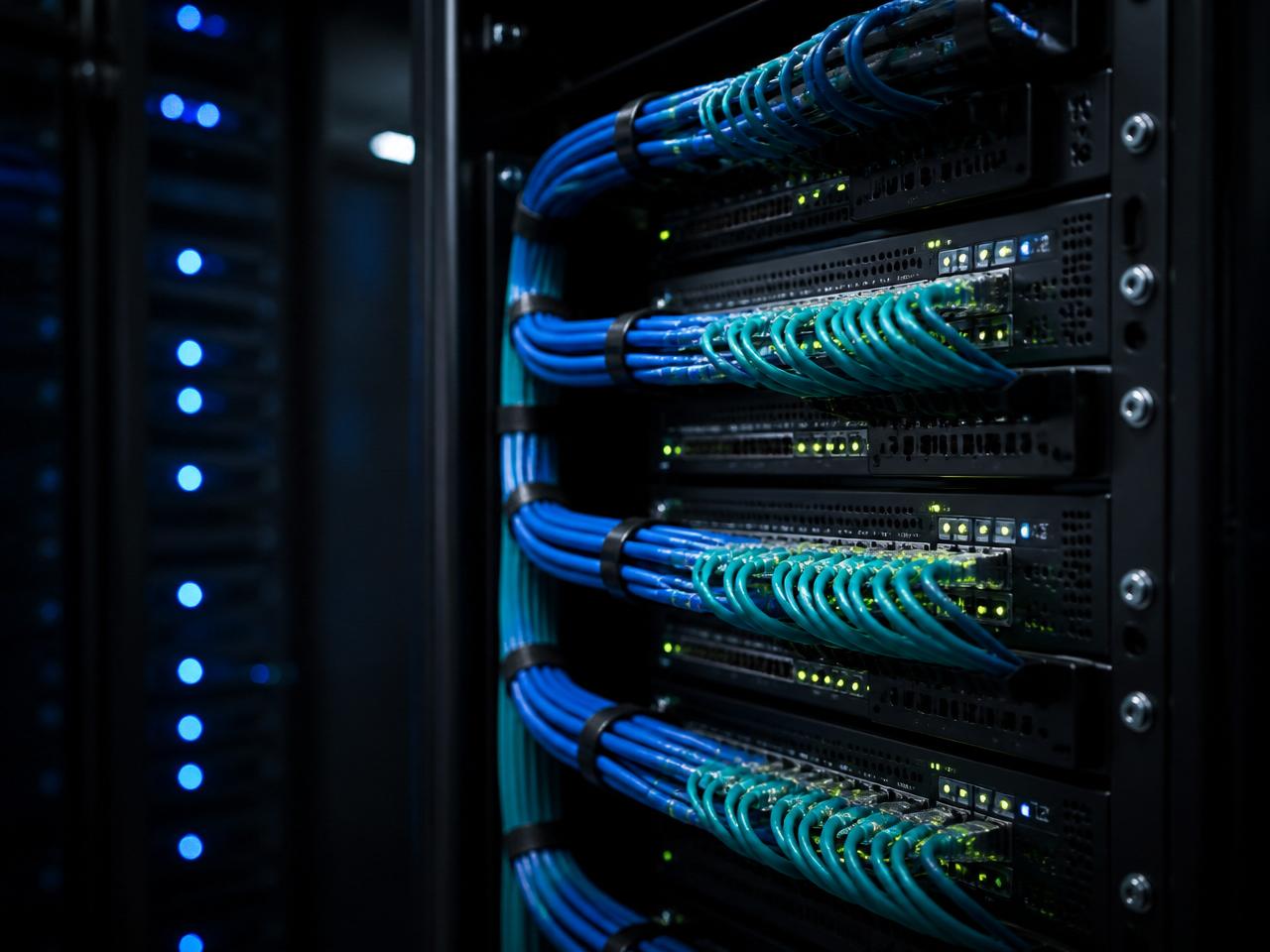Rack organizado com cabeamento estruturado profissional